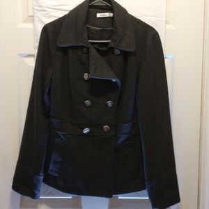 Doublju Unisex Wool Blend Double Breasted Jacket Size L